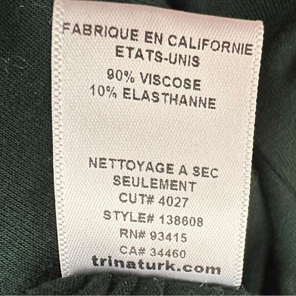 Trina Turk Women L Draped Top Dark Green Ruched Viscose Sleeveless Stretch - Picture 7 of 7